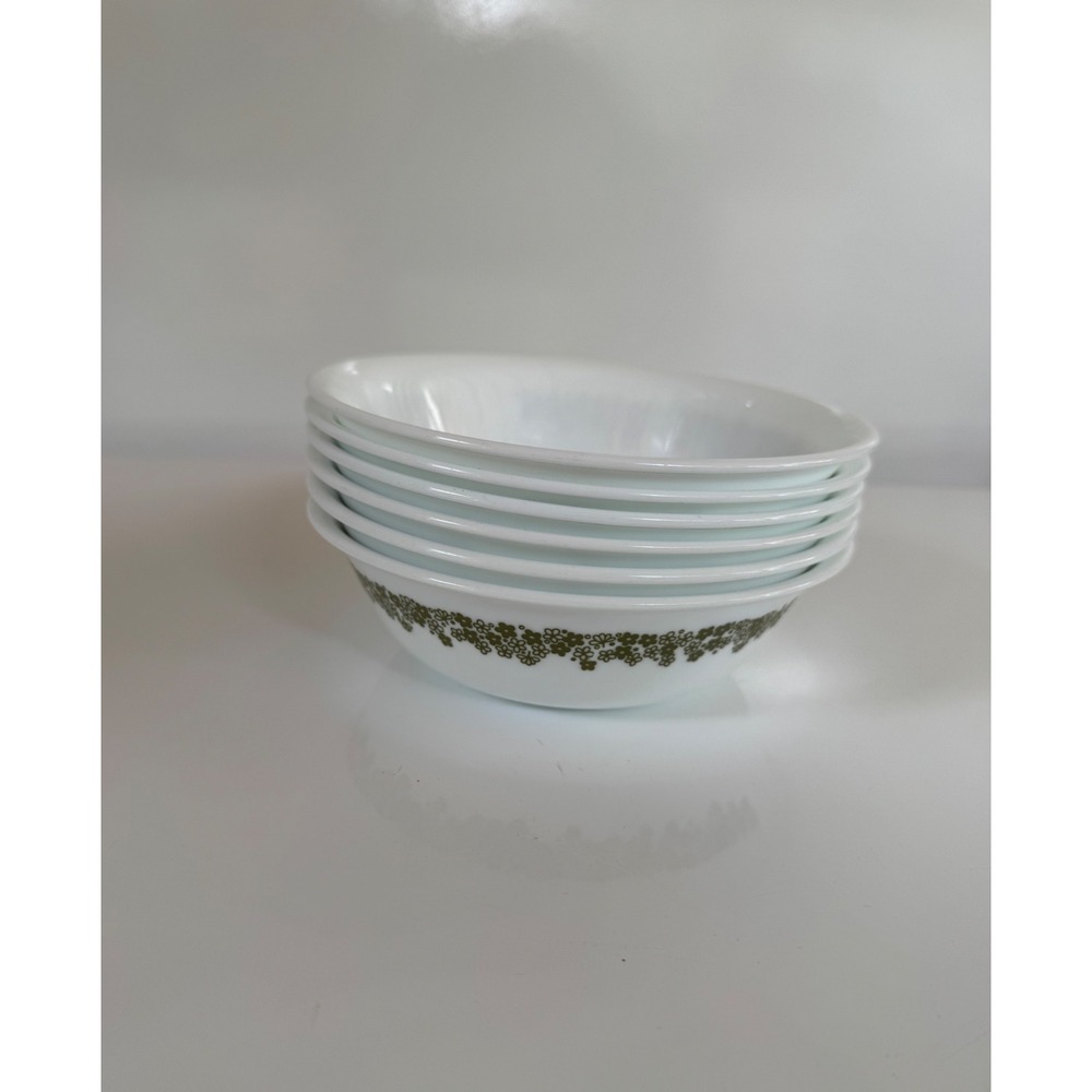 Corelle Crazy Daisy Spring Blossom Green Cereal Bowls Set of 6 Vintage Corning